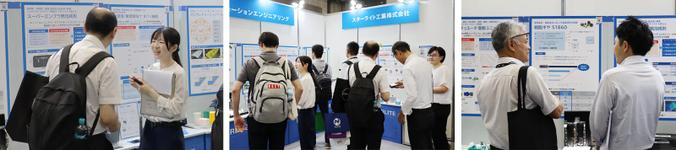 「TECHNO-FRONTIER 2026」会場で来場者に展示内容を説明する様子